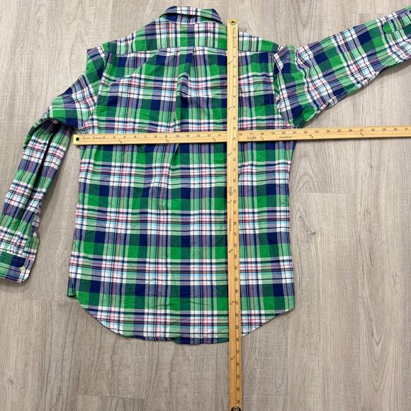 Polo Ralph Lauren Button Shirt Mens Medium Green Blue Plaid Check Flannel Preppy - Picture 8 of 9